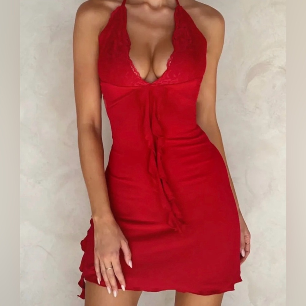 Tiger mist Elegant Red Lace dress